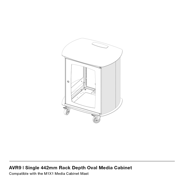 UNICOL | Single 442mm Rack Depth Oval AV Media Cabinet