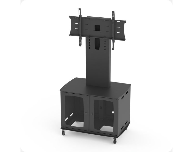 twin 642mm rack depth media cabinet in Sinterflex Black